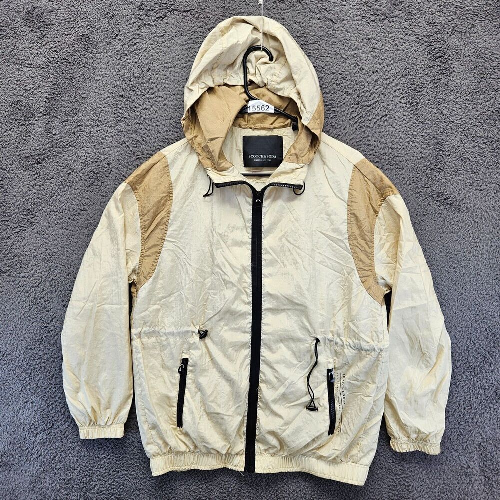 Scotch & Soda On The Go Jacket Windbreaker‎ Men Small Beige Hooded